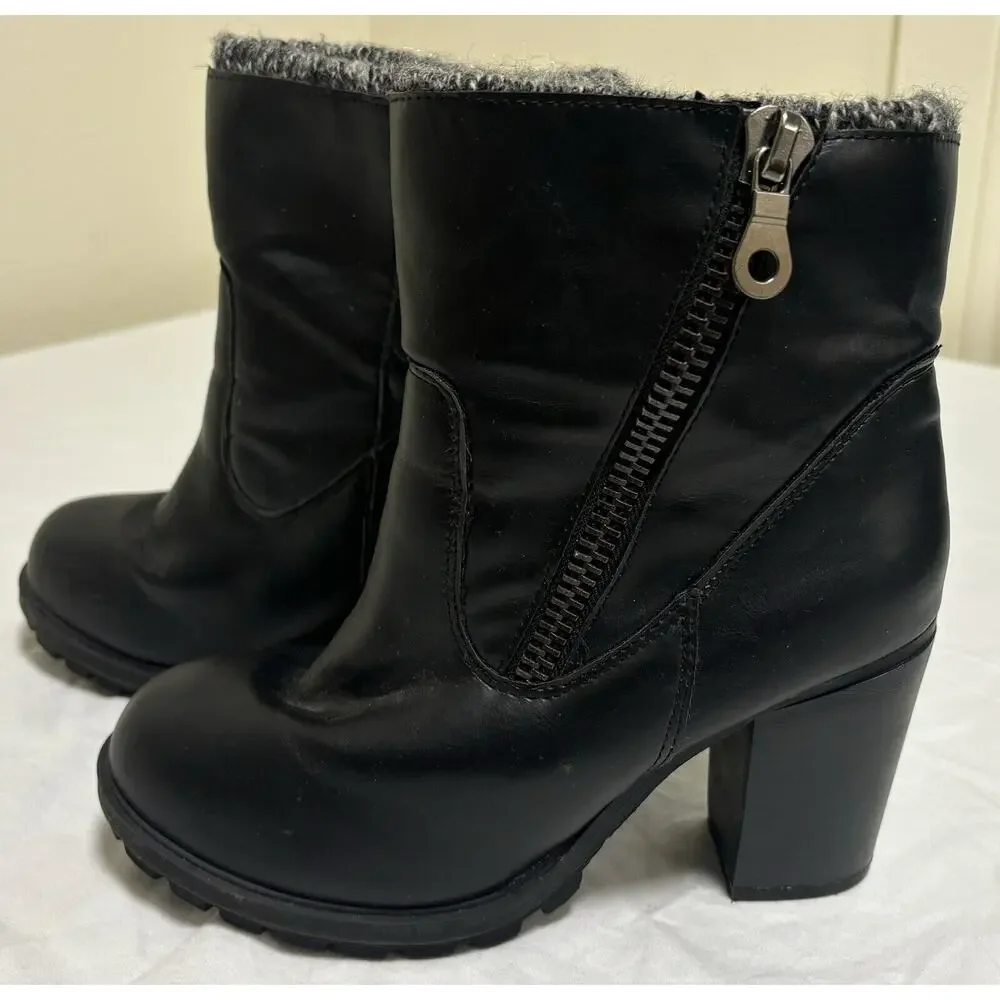 Charlotte Russe Women’s Size 8 Booties Black Ankle Block Heels Platform Chunky